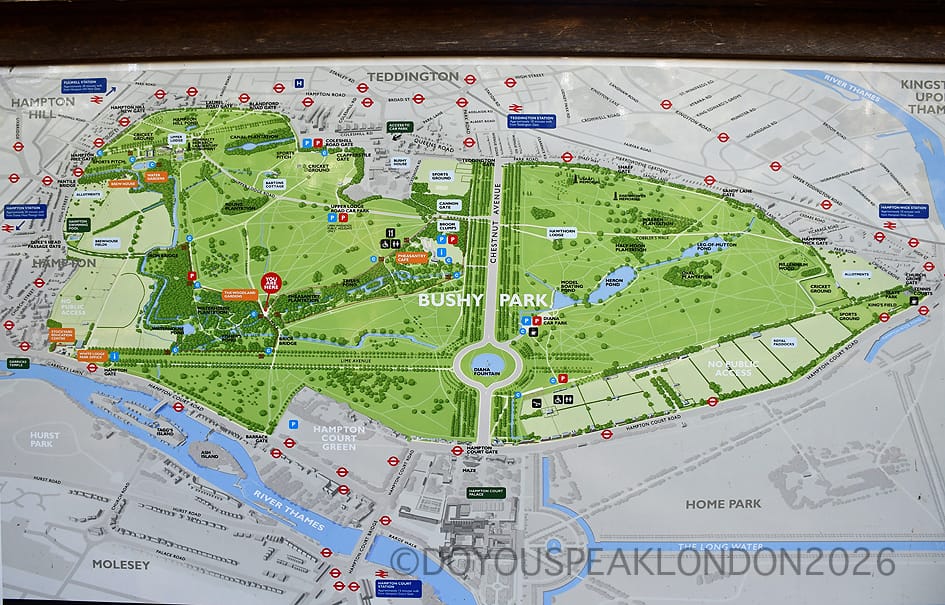 Map of Bushy Park at one of the park gates