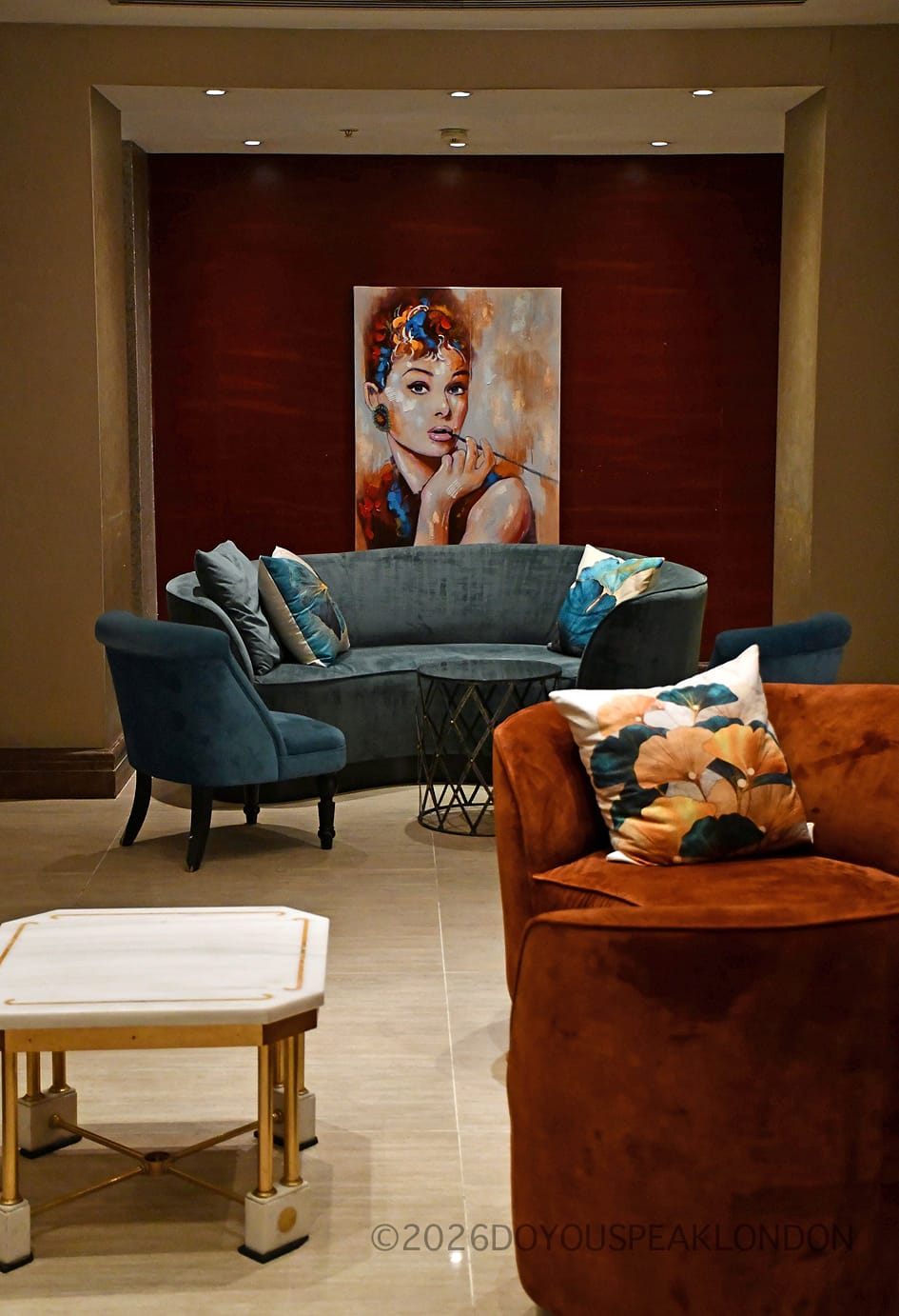 Velvet sofas at the Courthouse Hotel London
