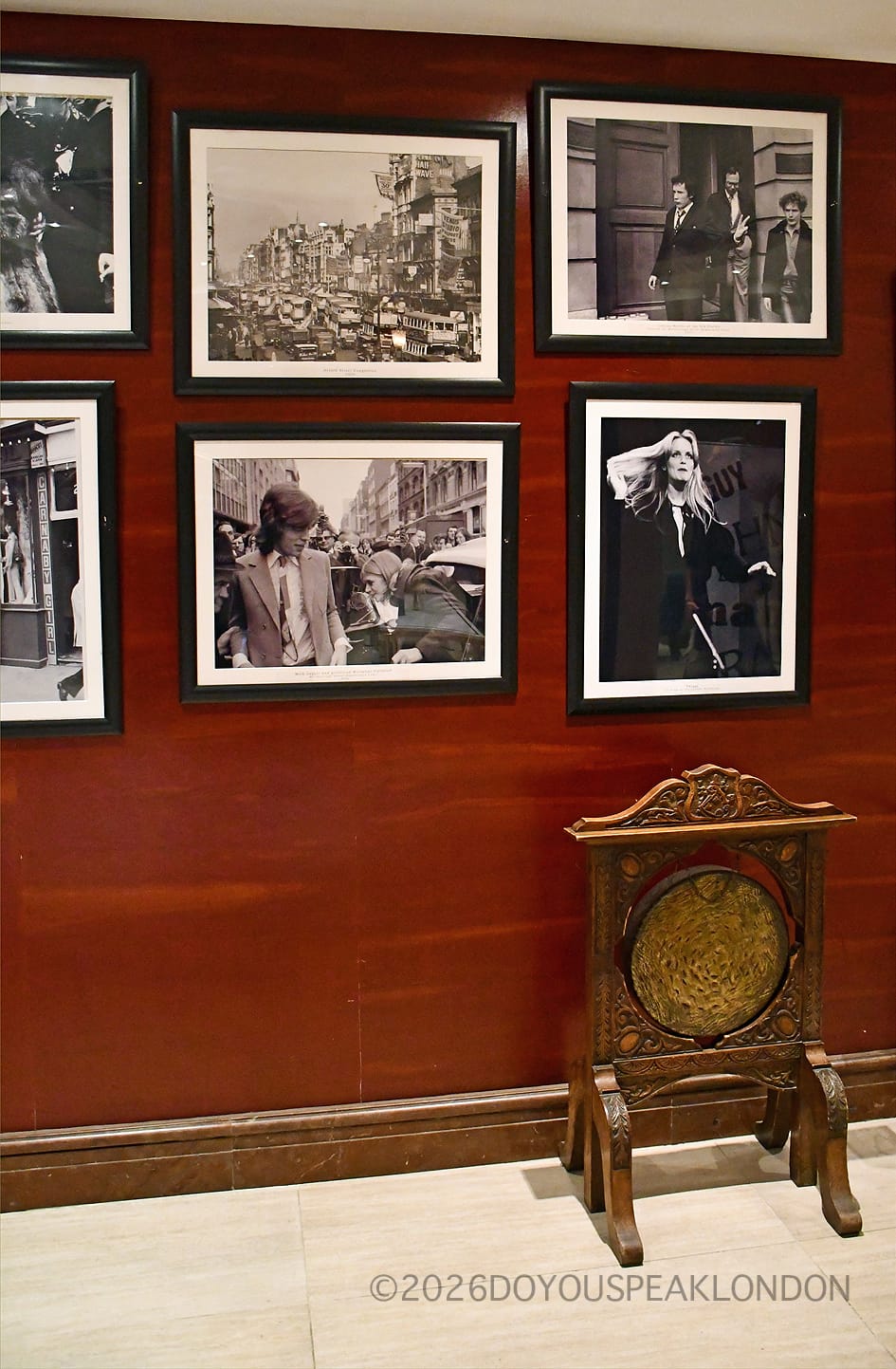 Black-and-white photo wall at the Courthouse Hotel