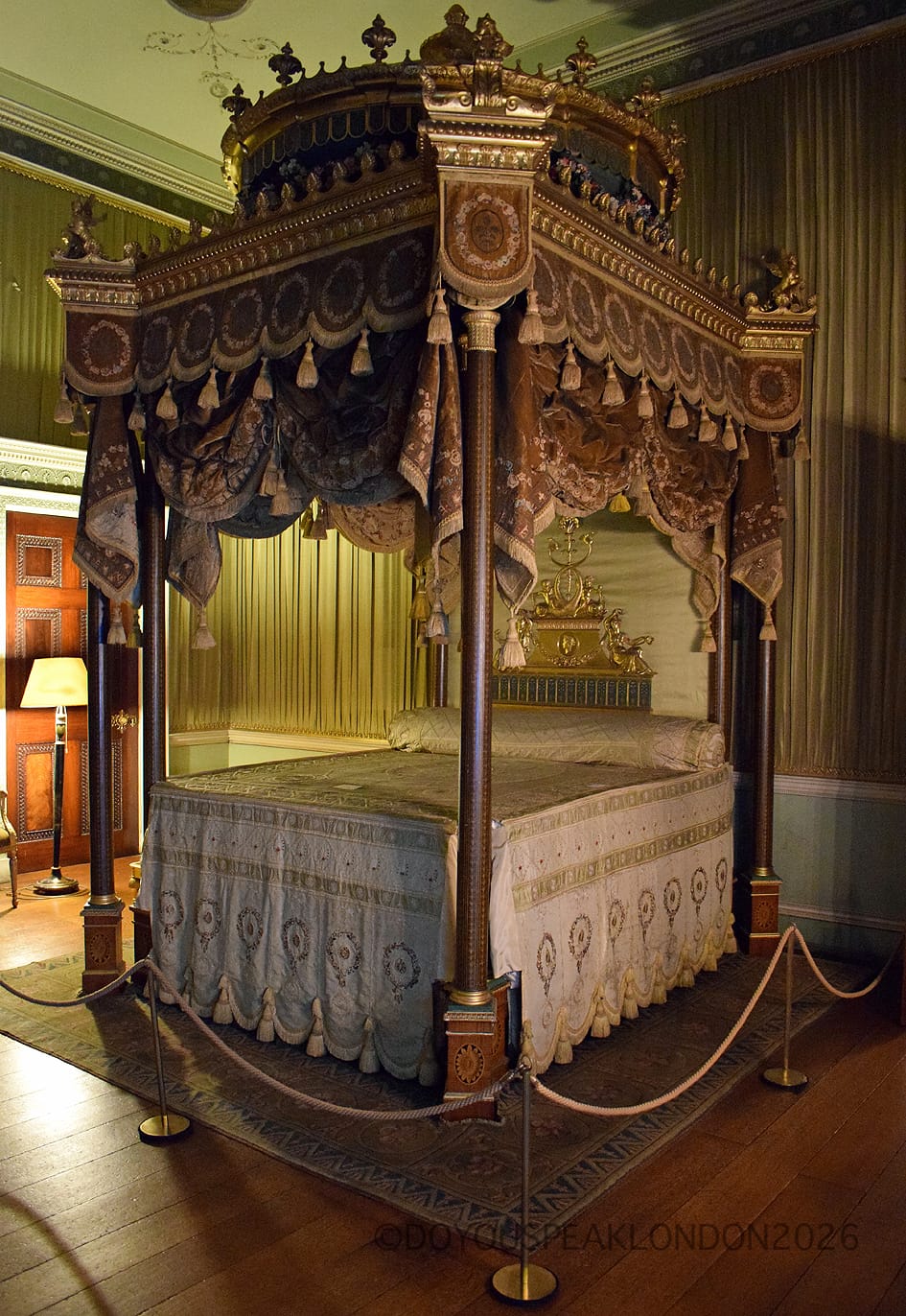 Robert Adam eight-poster state bed in the State Bedroom at Osterley House