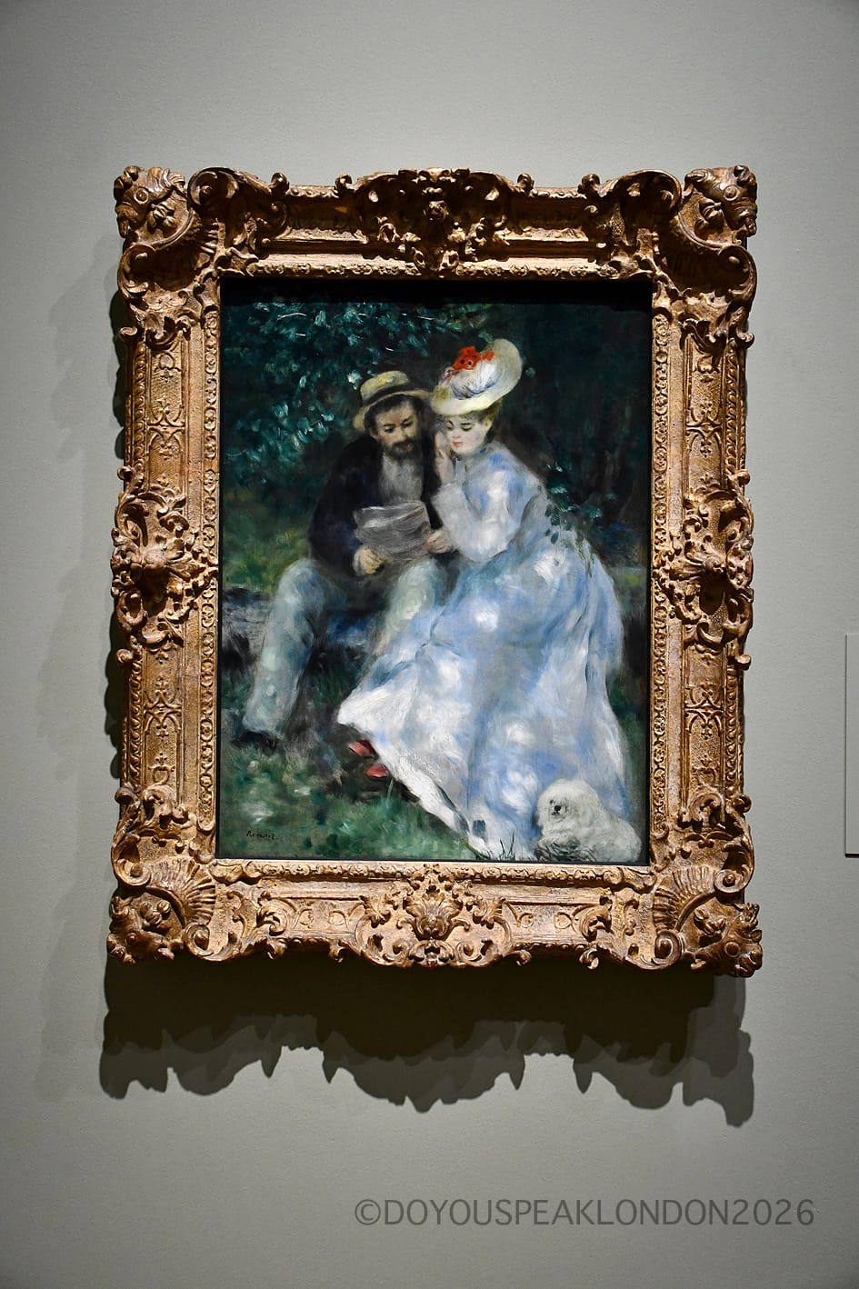 Renoir painting of a couple in a garden at the National Gallery Renoir exhibition