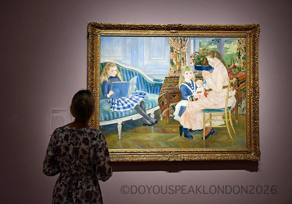 Visitor looking at Renoir's Children's Afternoon at Wargemont at the National Gallery