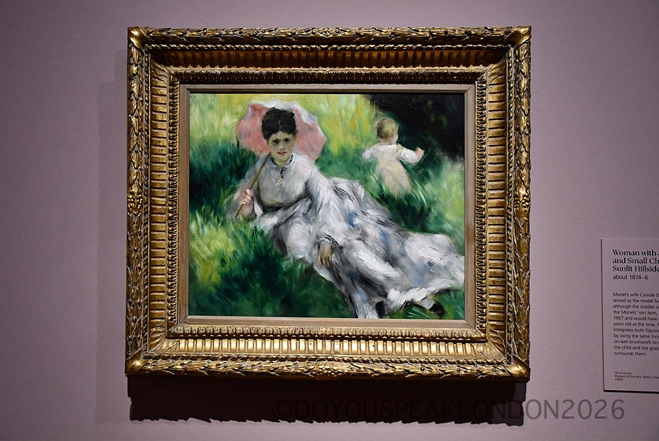 Renoir painting of a woman with a parasol in the grass at the National Gallery