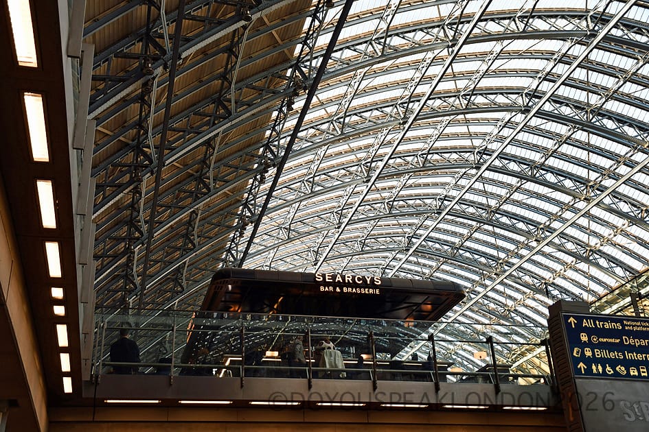The iron and glass Barlow Shed roof at St Pancras International