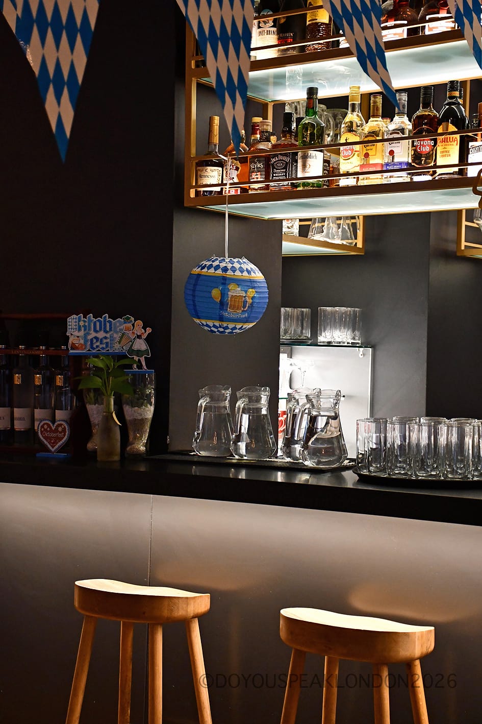 Oktoberfest lantern and bar shelves at Stein's Berlin