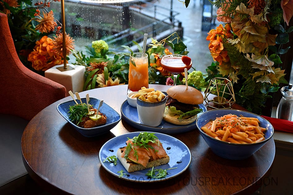 Smoked salmon crostini, penne alla vodka, burger and cocktails at VU from The Tower