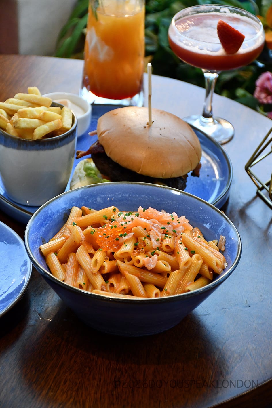 Penne Alla Vodka with smoked salmon and salmon caviar at VU from The Tower