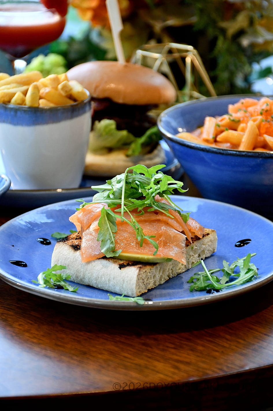 Smoked Salmon Crostini with smashed avocado at VU from The Tower