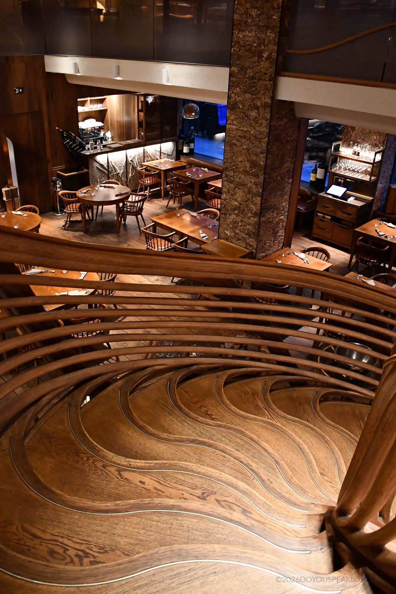 View from the HIDE staircase over the Piccadilly dining room