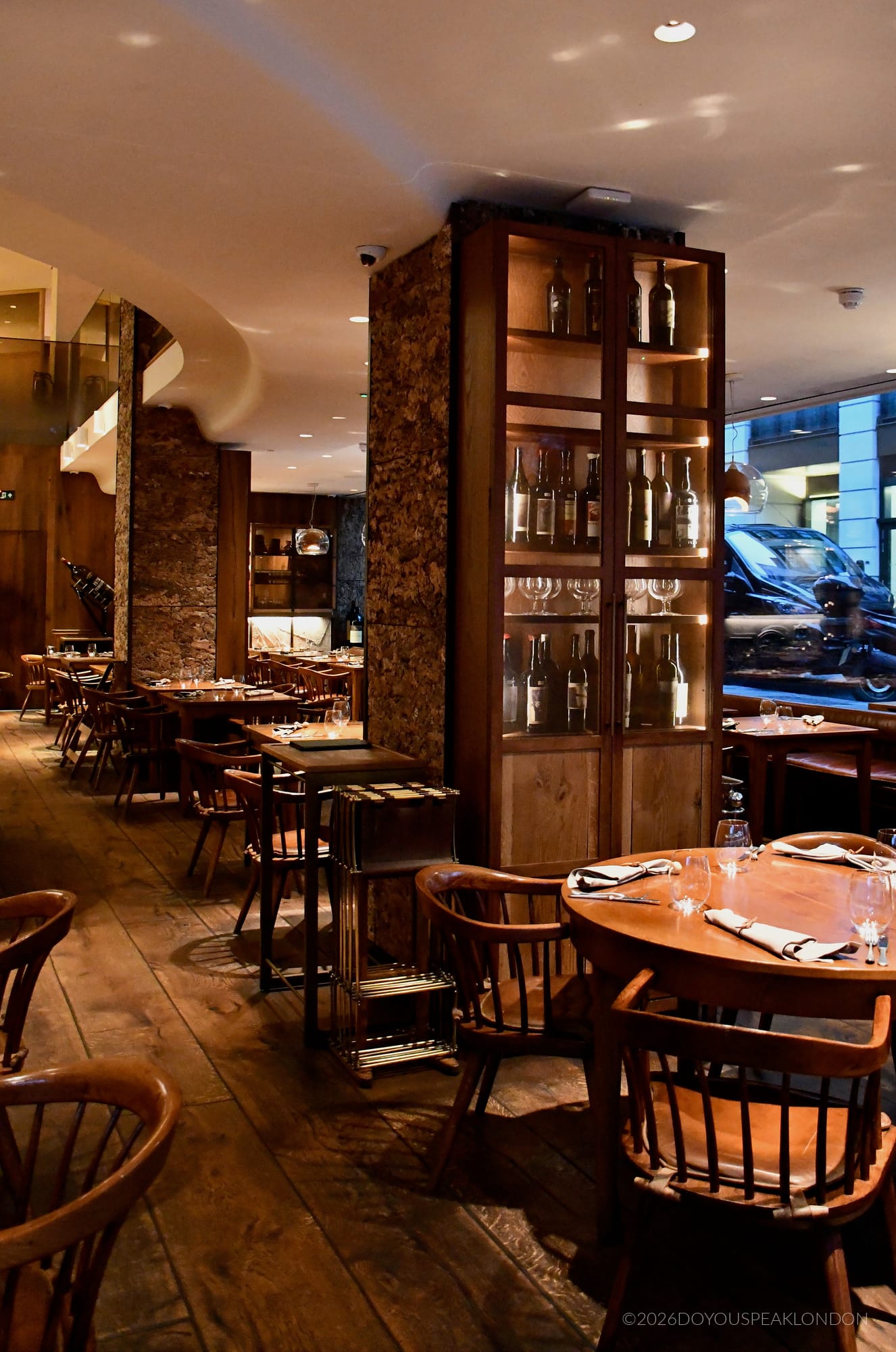 Wood-panelled dining room at HIDE restaurant London