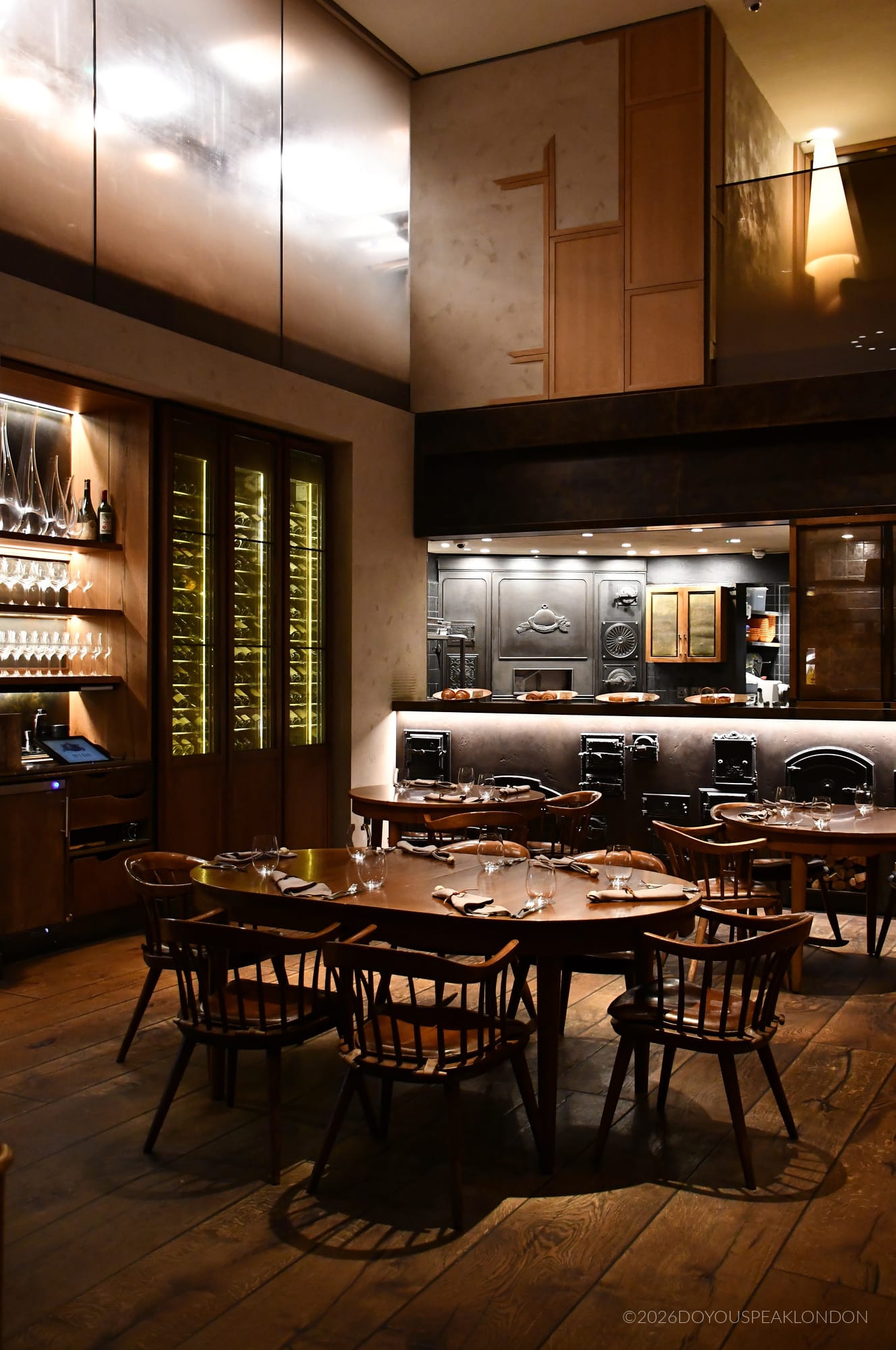 Dining room and open kitchen at HIDE Mayfair
