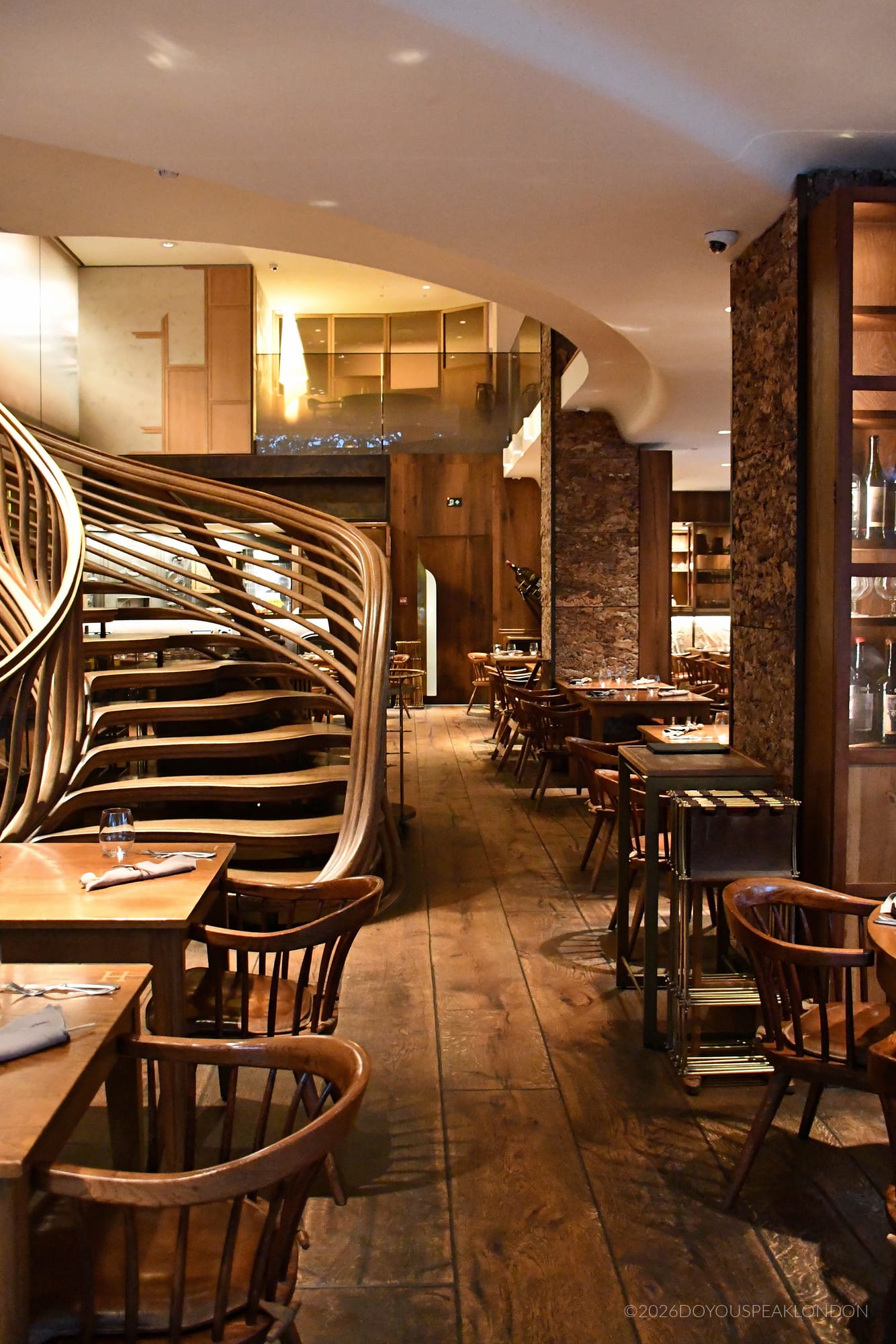 HIDE restaurant dining room with the oak staircase