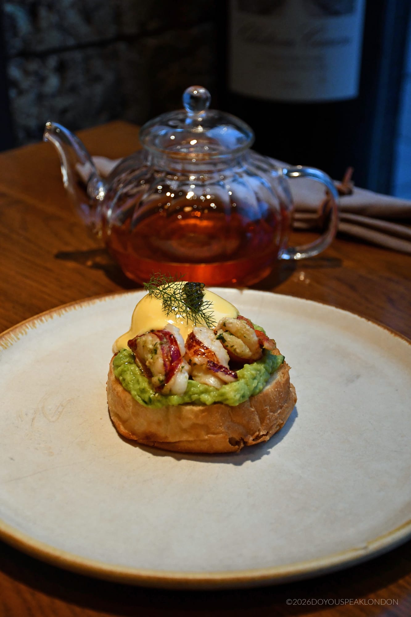 Lobster benedict with Umai caviar and Mariage Freres tea at HIDE