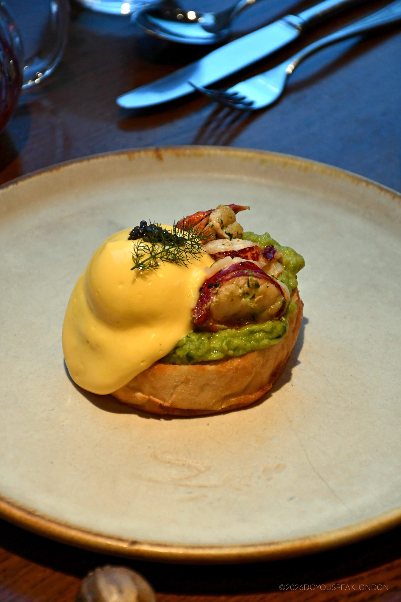 Lobster benedict with hollandaise and Umai caviar at HIDE